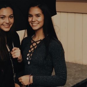 Lace up grey long sleeve sweater